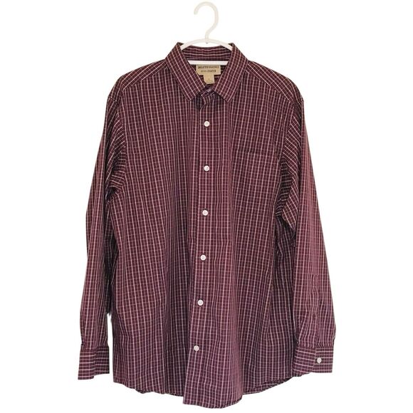 Duluth Trading Co. White & Red Plaid Button-Up Dress Shirt Wrinkle Fighter Men L - Picture 1 of 5